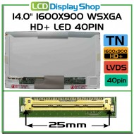 14.0" 1600x900 WSXGA HD+ LED 40pin
