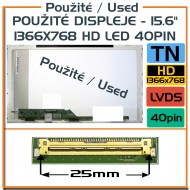 Použité displeje - 15.6" 1366x768 HD LED 40pin NORMAL