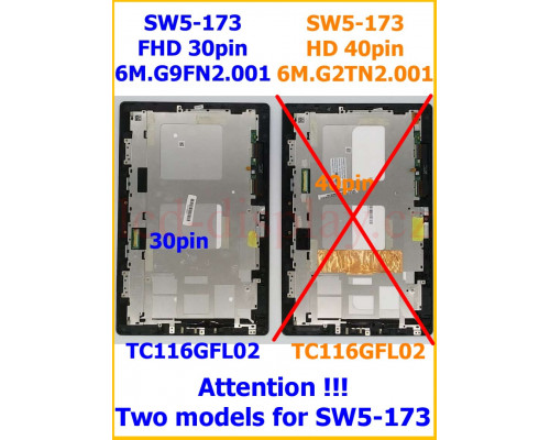 SW5-173 FHD Černý LCD Dotyk + Displej pro ACER ASPIRE SW5-173 FHD 6M.G9FN2.001 Assembly (SW5-173FHD) by www.lcd-display.cz