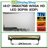 14.0" 1366x768 WXGA HD LED 30pin (eDP)