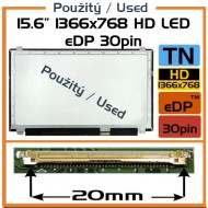 Použité displeje - 15.6" 1366x768 HD LED 30pin Slim (eDP)