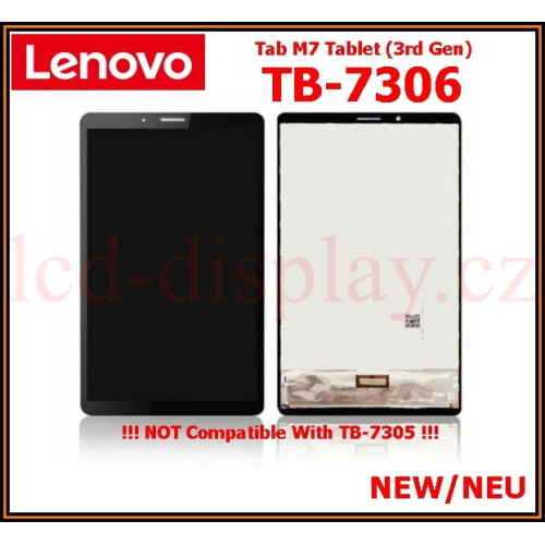 TB-7306 Černý LCD Displej + Dotyk pro Tab M7 Tablet (3rd Gen) (Lenovo TB- 7306F, Lenovo TB-7306X) 5D68C18415 Assembly
