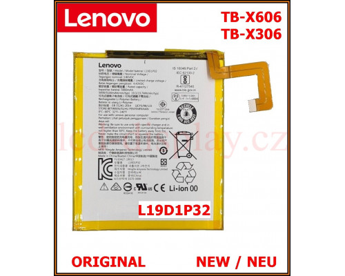 Original Lenovo Tablet Battery M10 FHD PLUS TB-X606 X306 L19D1P32 5100mAh SB18C59875 (TB-X606) by www.lcd-display.cz
