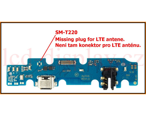 Charging port USB Board conektor WiFI SM-T220 SAMSUNG GALAXY SM-T220 TAB A7 LITE Wifi (SM-T220 / USB deska Wifi) by www.lcd-display.cz
