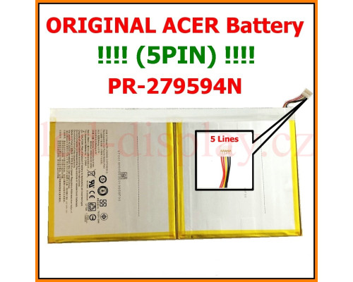 (5pin) B3-A20 / B3-A30 / B3-A32 / B3-A40 / B3-A42 Battery for Acer Iconia Model PR-279594N (1lCP3/95/94-2) 4.2V 6000mAh ((5pin) B3-A20 / B3-A30 / B3-A32 / B3-A40 / B3-A42) by www.lcd-display.cz